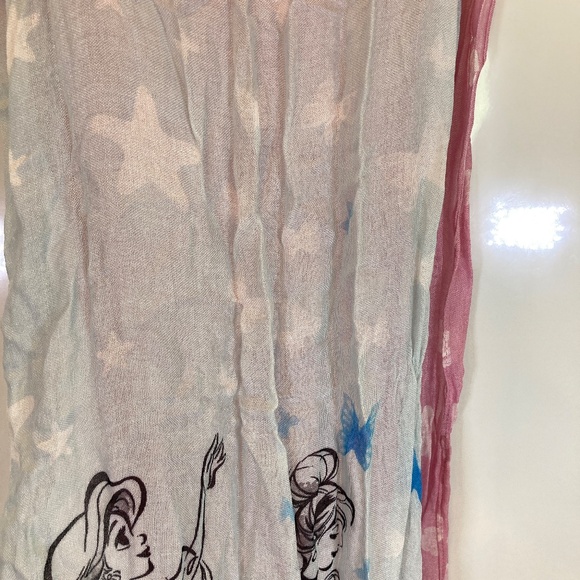 Disney Princess Scarf OS Pink Blue No Tags Belle Snow White Cinderella Ariel - Picture 8 of 11